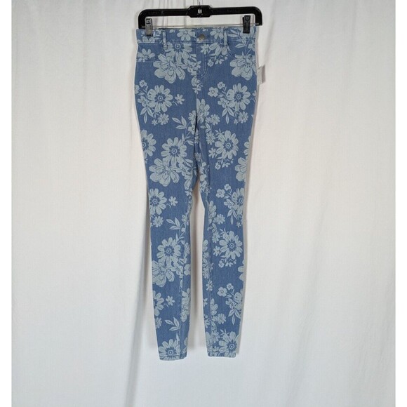Time & Tru Jeggings XS 0 2 Women's Blue Floral High Rise Denim Jean Jeggings - Picture 2 of 10